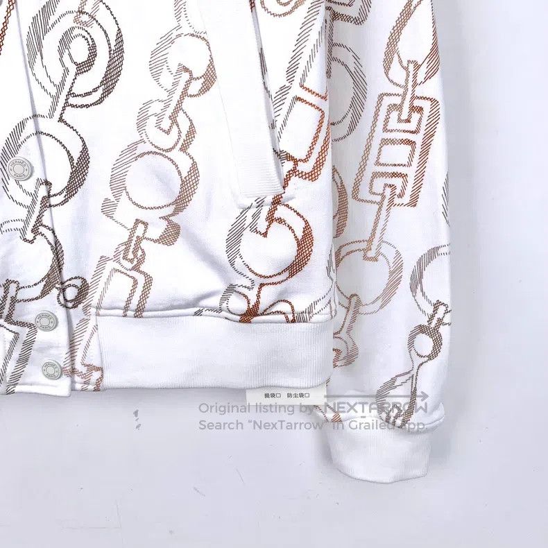 Hermes Hermes White Chain Buckle Printed Cotton Single-Breasted J Size XXS / US 00 / IT 34 - 4 Thumbnail