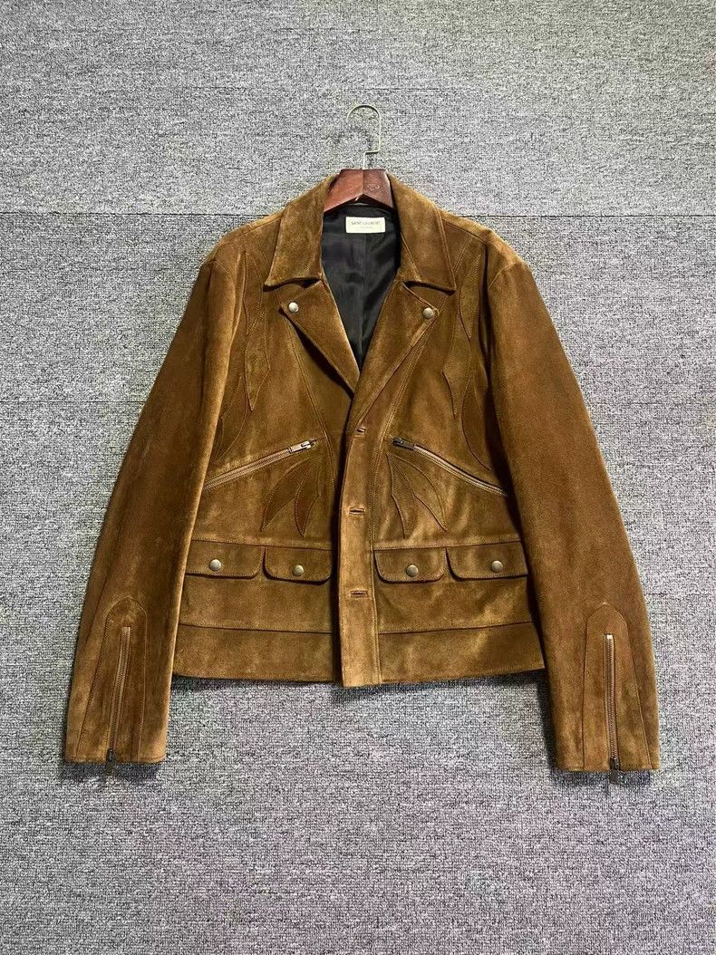 Saint Laurent Paris Saint Laurent Paris 20ss Blue Cow Carved Biker Jacket 2505- Size US L / EU 52-54 / 3 - 1 Thumbnail