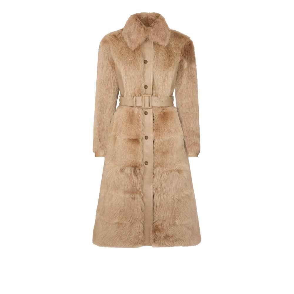 Tom Ford o1loc1c0226 CPF711 Shearling Belted Coat in Beige Size XS / US 0-2 / IT 36-38 - 1 Thumbnail