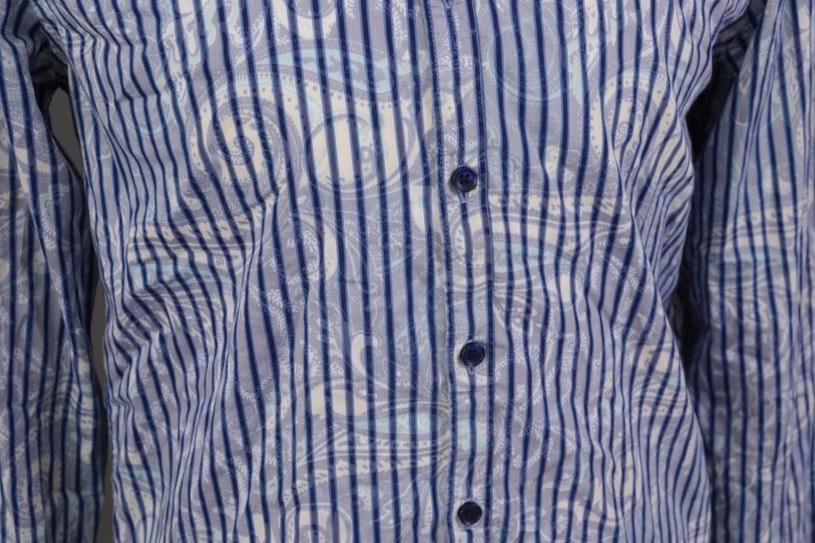 Desigual Desigual Regular Blue Striped Jasquard Down Shirt Size L Size US L / EU 52-54 / 3 - 6 Thumbnail
