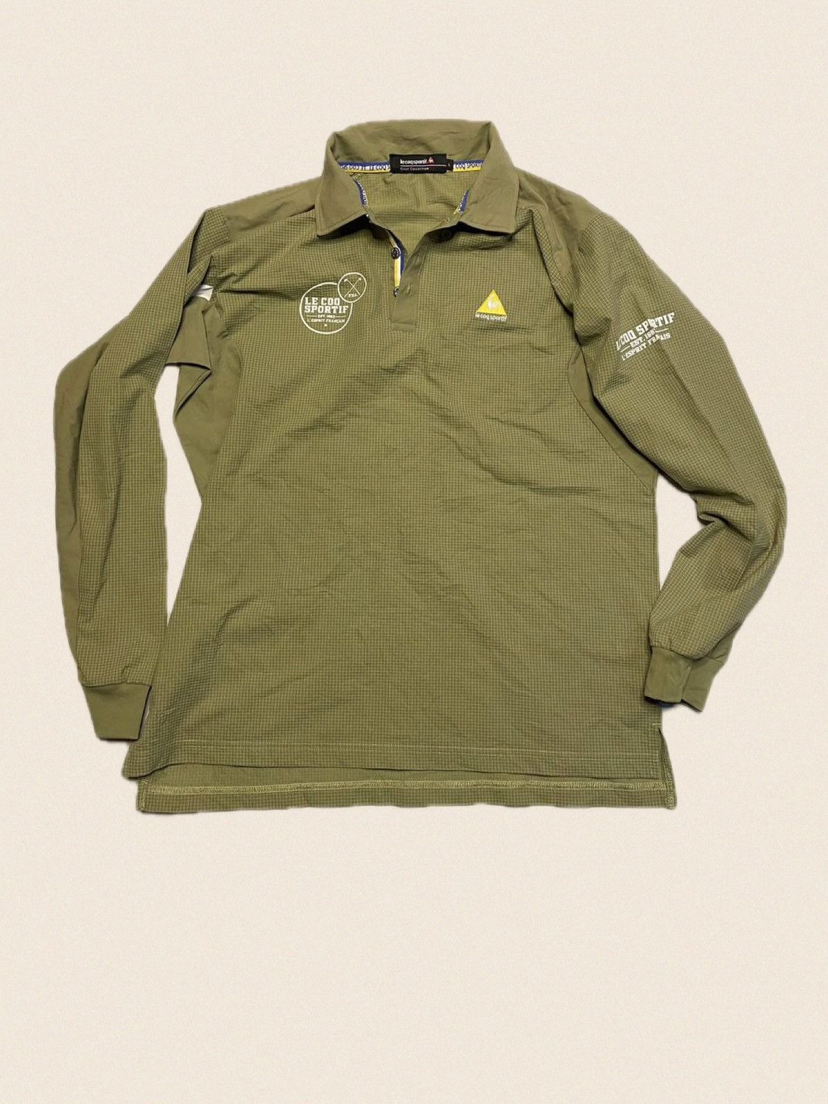 Le Coq Sportif Le Coq Sportif Golf Edition Long Sleeve Polo – Olive Green Size US L / EU 52-54 / 3 - 1 Thumbnail