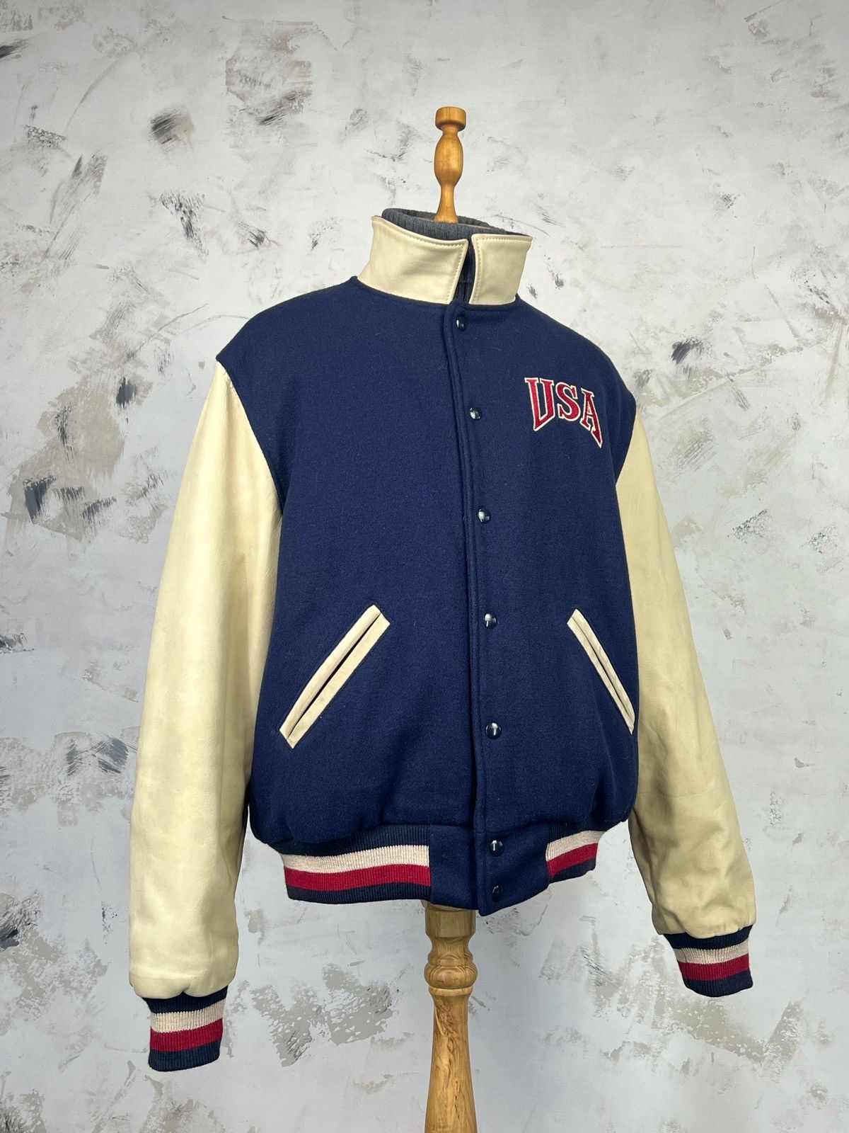 Dehen 1920 Vintage Dehen USA Wool Leather Bomber Jacket Size L Size US L / EU 52-54 / 3 - 2 Thumbnail