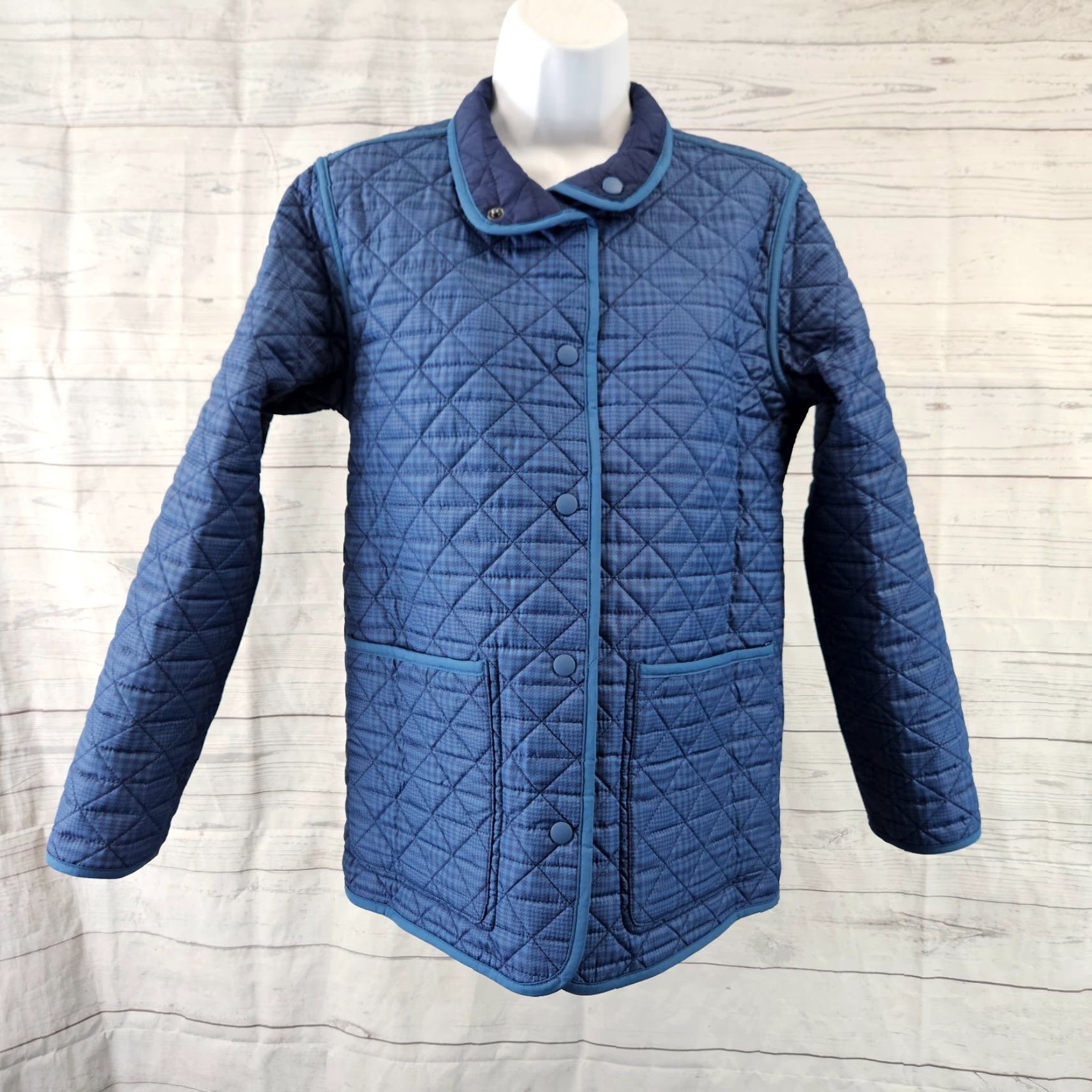 Lands' End VINTAGE Lands End Womens Quilted Reversible Jacket Sz Small Blue Snap Buttons Size S / US 4 / IT 40 - 5 Thumbnail