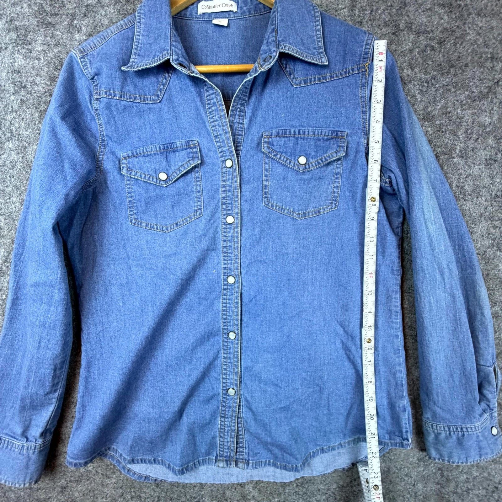 Coldwater Creek Coldwater Creek Denim Shirt Blue Western Cowgirl Pearl Snap Size L / US 10 / IT 46 - 6 Thumbnail
