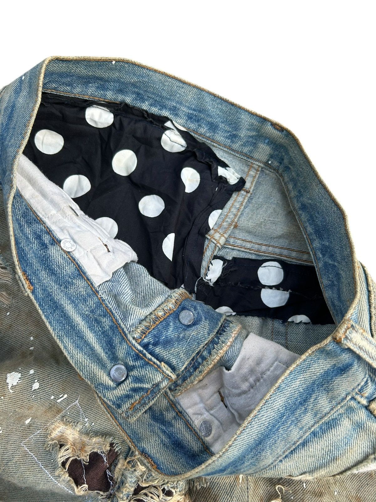 Levi's 80's THRASHED Levi's 6 Selvedge Reconstructed Repair Denim Size US 31 - 13 Thumbnail