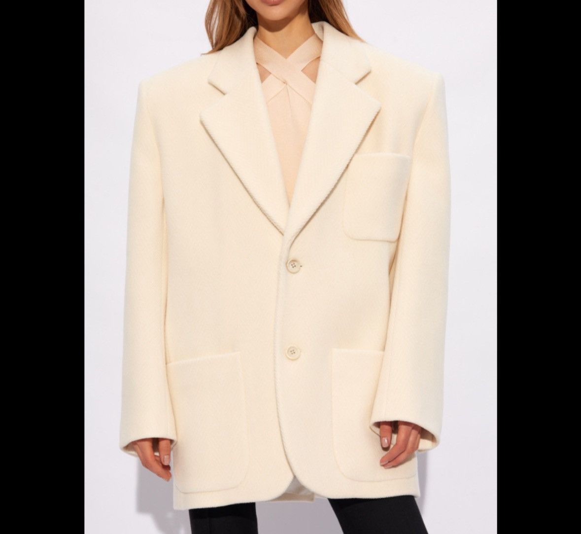 o1s1wg110225 770454 Oversized Jacket in Chevron Wool Cream