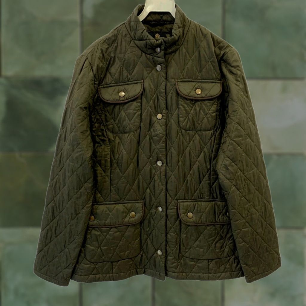 Barbour Barbour Quilted Jacket Olive Green Women’s UK 12 USA 8 Diamond Quilt Snap Size M / US 6-8 / IT 42-44 - 1 Thumbnail