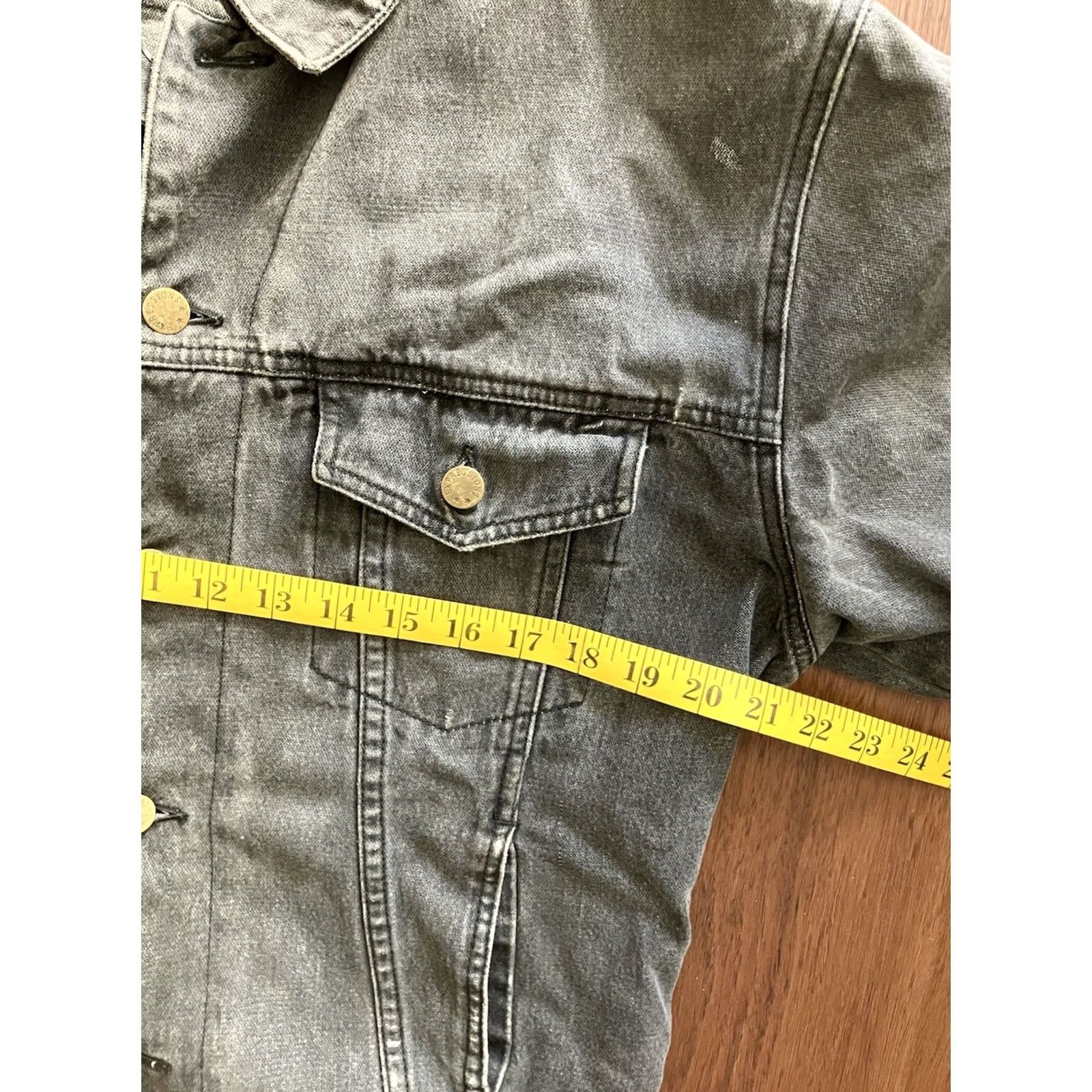 Vintage VINTAGE Expressions Denim Jacket Short 80s Grunge Mens L Gray Cotton Distressed Pockets Button Front Size US L / EU 52-54 / 3 - 6 Thumbnail