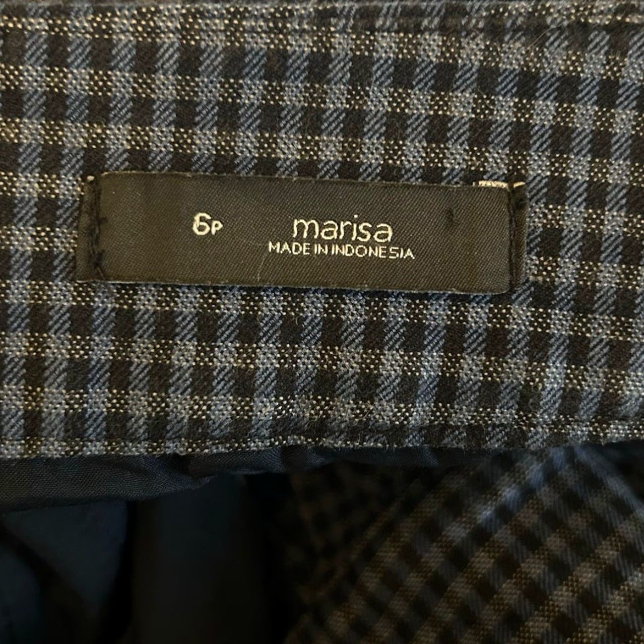Loft VINTAGE LOFT Womens Pants Blue Black Gingham Petite Mid Rise Marisa Stretch 6P Size 28" / US 6 / IT 42 - 6 Thumbnail