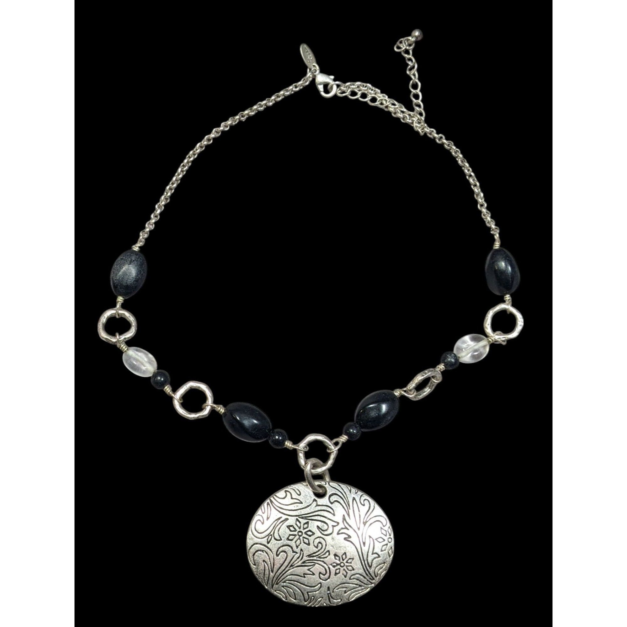 Other Lia Sophia Black And Silver Tone Beaded Floral Pendant Neckl Size ONE SIZE - 1 Thumbnail