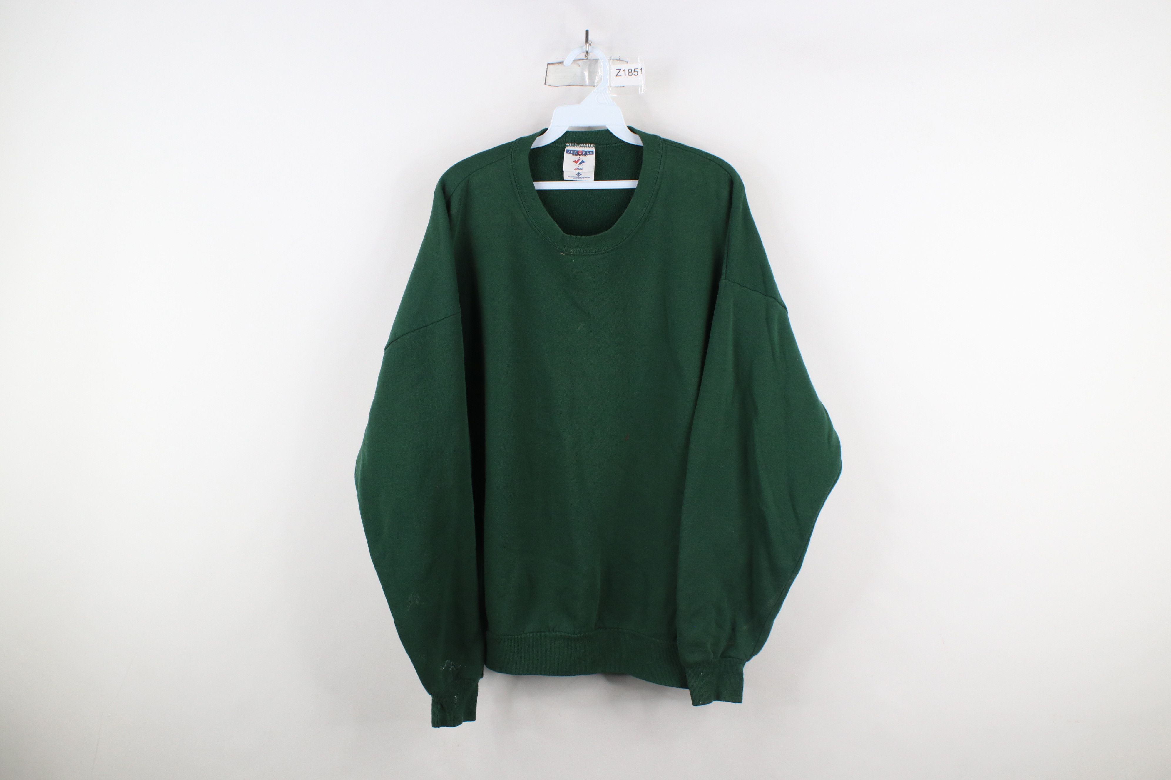 Vintage Vintage 90s Streetwear Blank Crewneck Sweatshirt Green USA Size US XXL / EU 58 / 5 - 1 Thumbnail