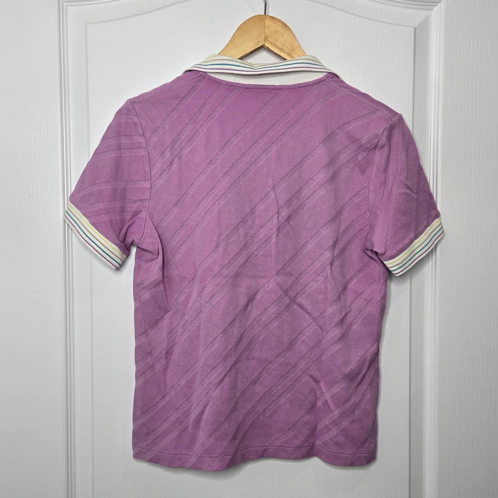 Escada Escada Cotton Polo Womens Medium Purple V Neck Size M / US 6-8 / IT 42-44 - 4 Thumbnail