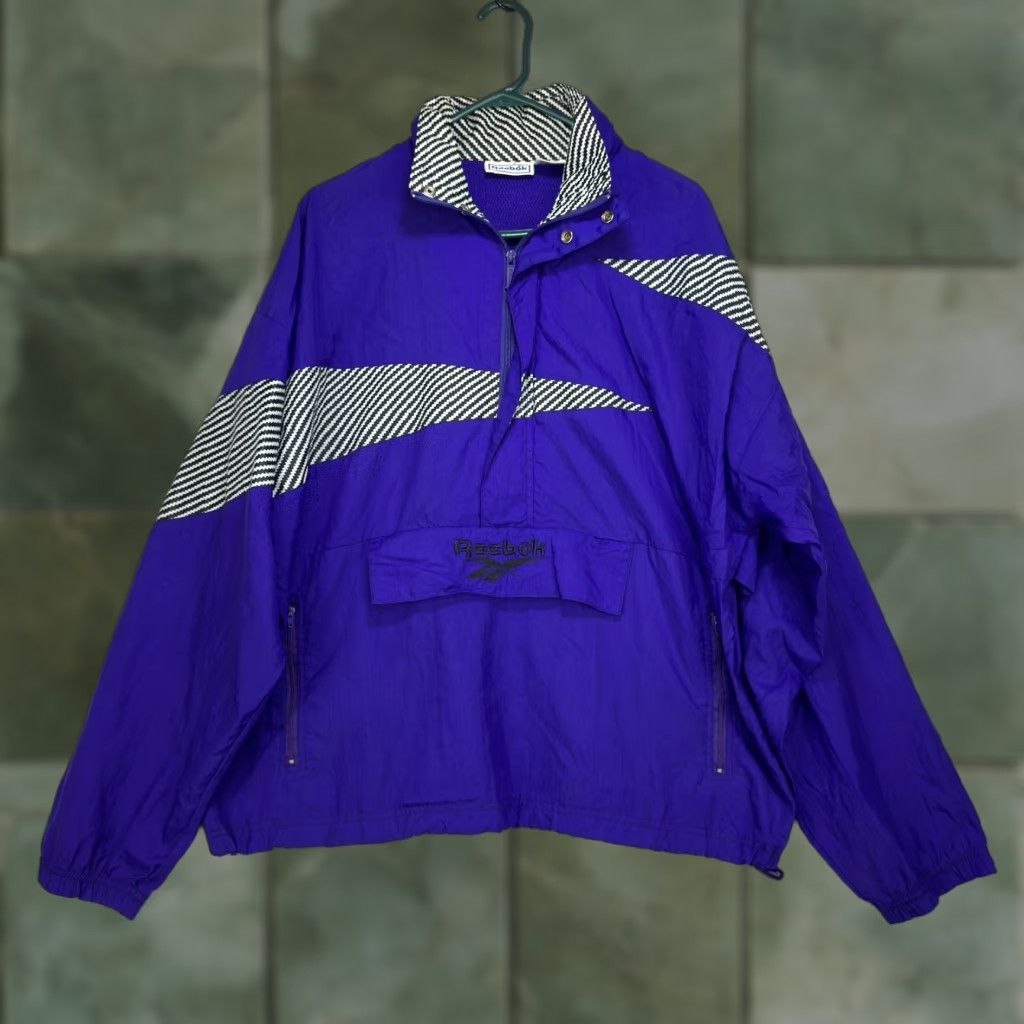 Reebok VINTAGE Reebok Windbreaker Pullover 1/2 Zip Nylon Purple White M Mens Jacket 80s 90s Streetwear Size US M / EU 48-50 / 2 - 1 Thumbnail