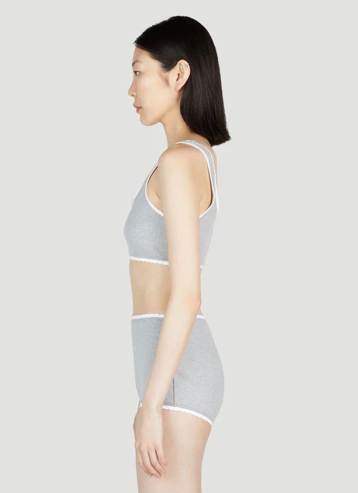 Miu Miu o1B3y1r0526 Logo Rib Crop Top in Grey Size L / US 10 / IT 46 - 3 Thumbnail
