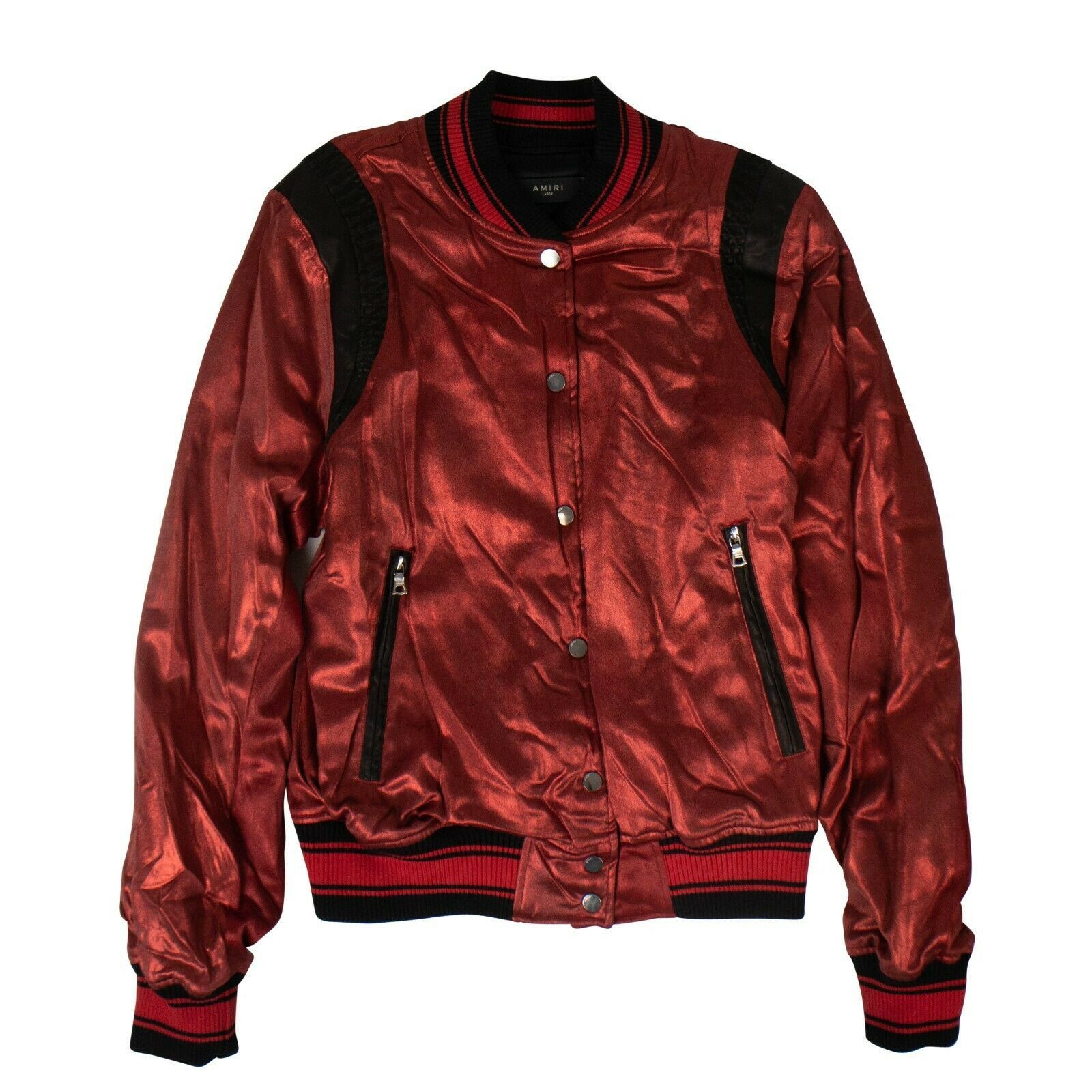 image of Amiri Red Silk Metallic Varsity Jacket Size Xxl, Men's