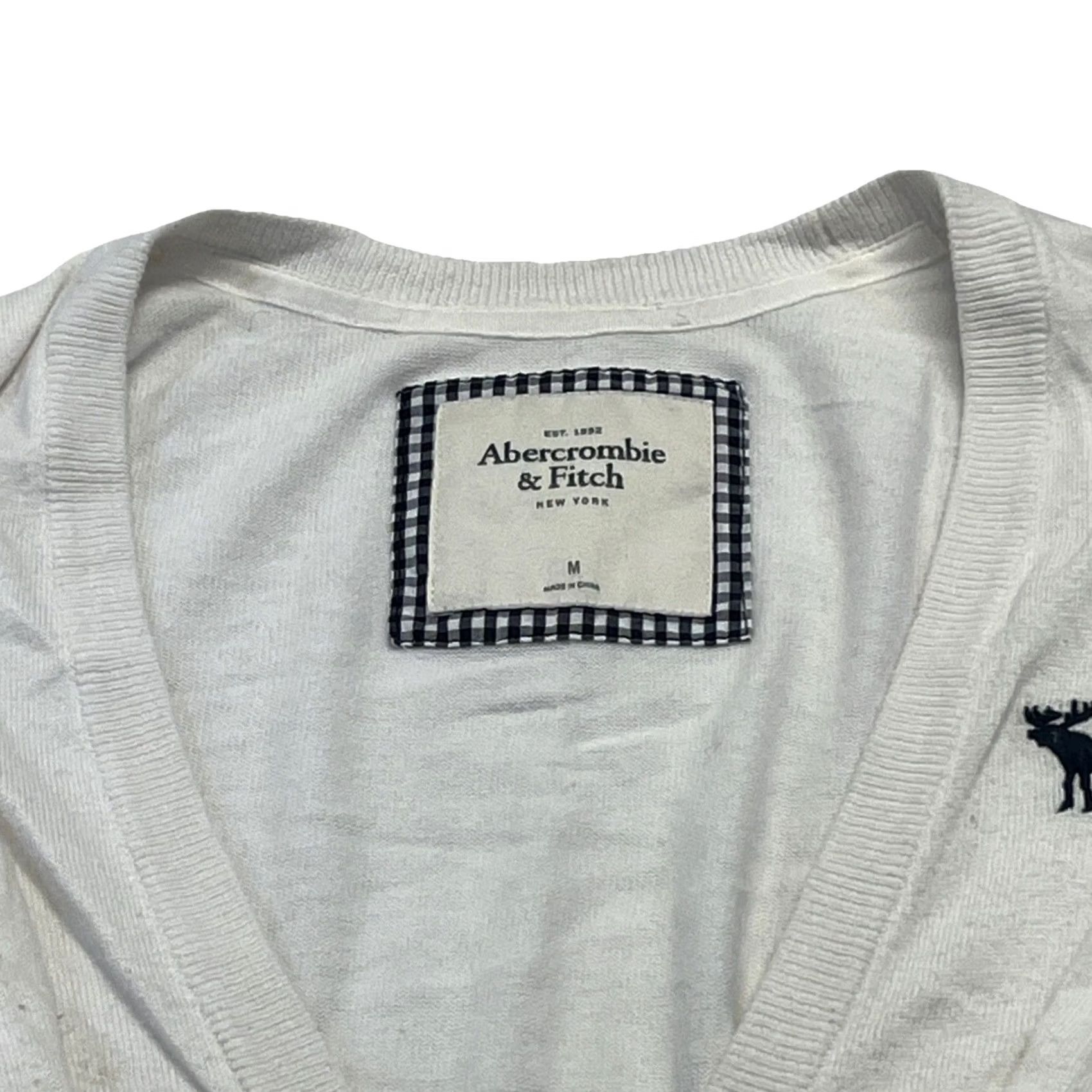 Abercrombie & Fitch Abercrombie & Fitch Cardigan Women’s V-Neck White Moose Logo M Sweater Preppy Long Sleeve Womens Size M / US 6-8 / IT 42-44 - 5 Thumbnail