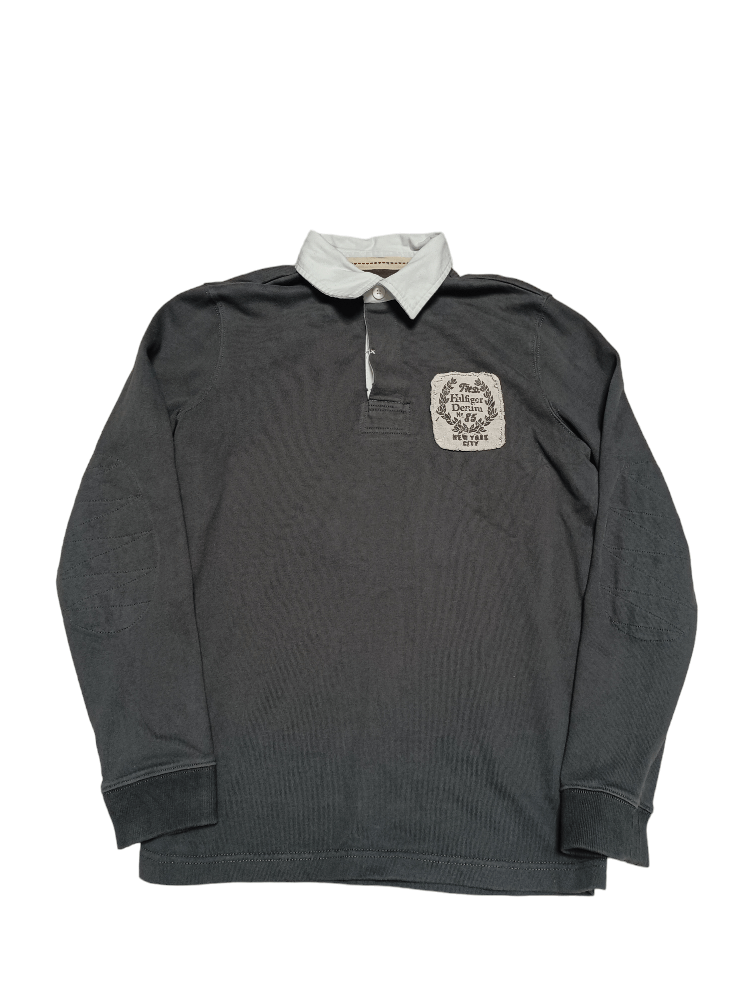 Tommy Hilfiger TOMMY HILFIGER VINTAGE BIGLOGO KHAKI RUGBY SHIRT Size US M / EU 48-50 / 2 - 2 Thumbnail