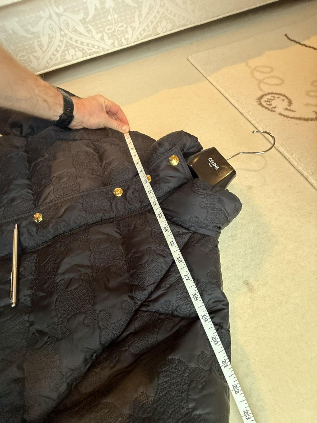 Celine $5k Celine Long Triomphe black logo coat jacket Hedi Slimane Size US M / EU 48-50 / 2 - 9 Thumbnail