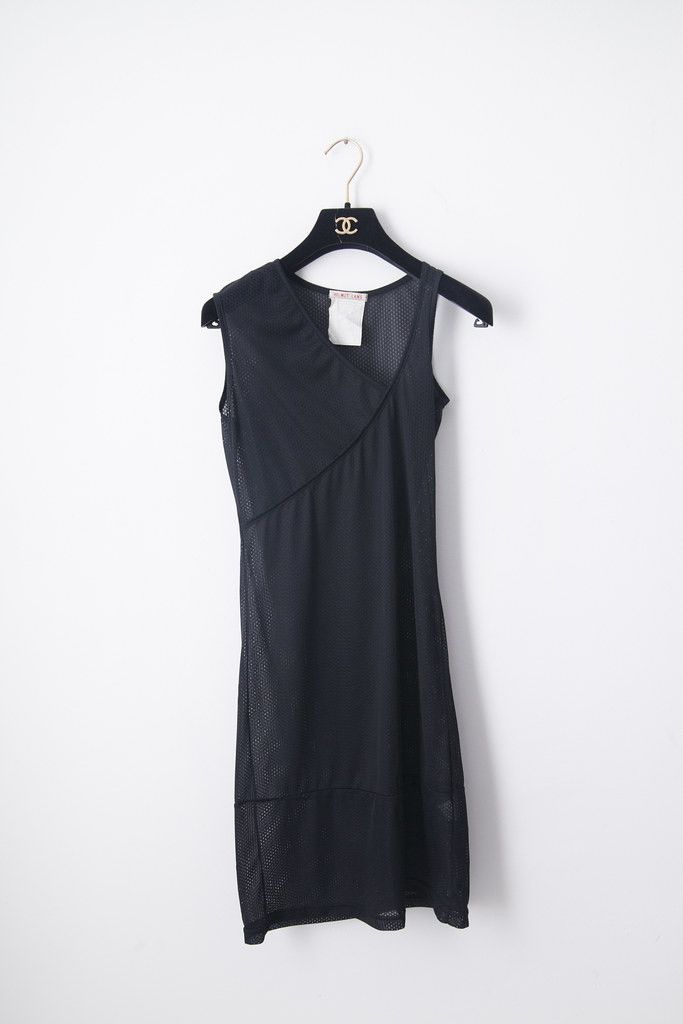 image of Helmut Lang Ss95 Asymmetrical Mesh Dress in Black, Women's (Size XS)