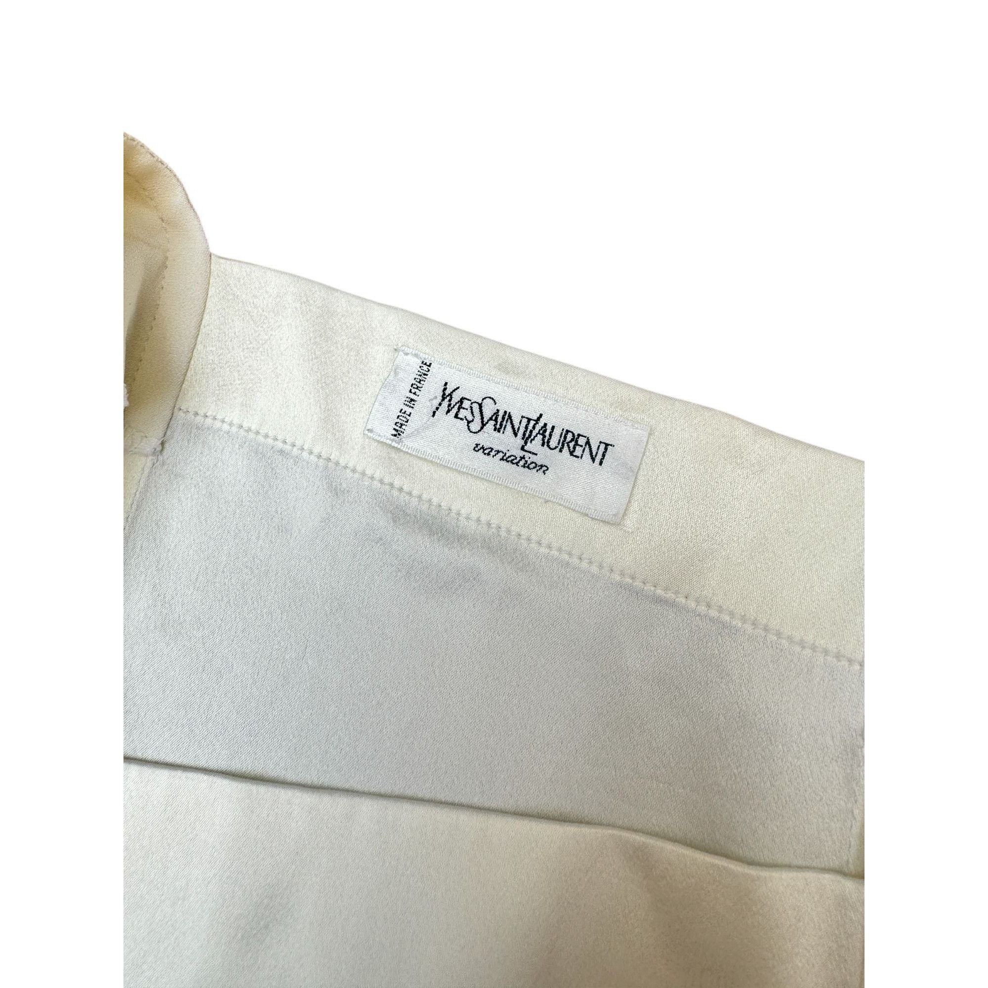 Yves Saint Laurent 1990s Ivory Silk Square-Neck Blouse Size XS / US 0-2 / IT 36-38 - 6 Thumbnail