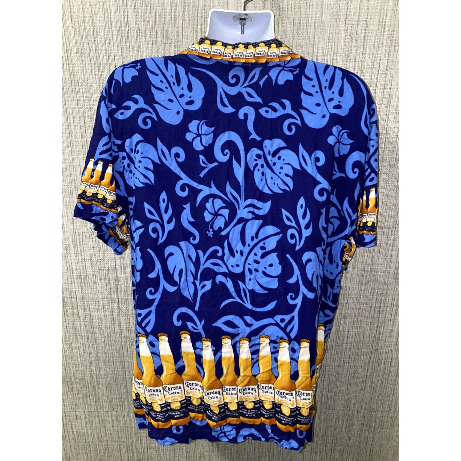 ALOHAS Corona Extra Mens Blue Beer Print Aloha Hawaiian Shirt 2XL Blue Hawaiian Aloha Shirts Mens Size US XXL / EU 58 / 5 - 5 Thumbnail