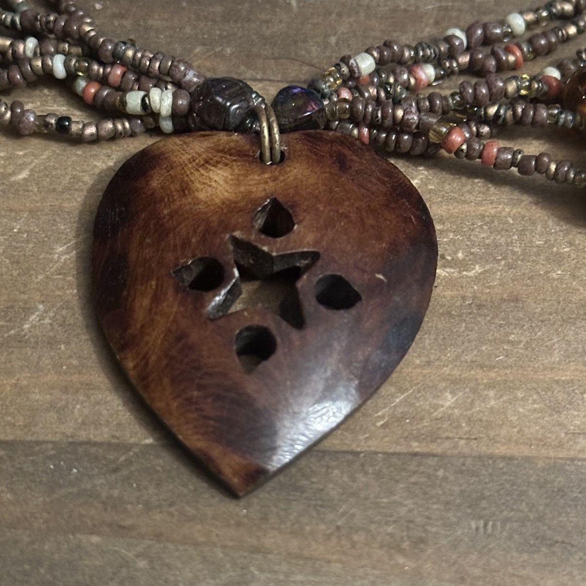Vintage Vintage multi strand beaded heart pendant necklace Size ONE SIZE - 3 Thumbnail