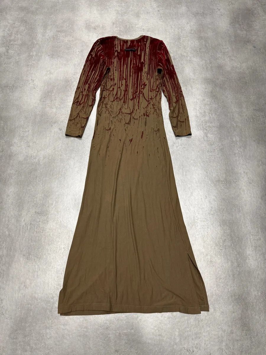 Jean Paul Gaultier × Vintage AW1998 Jean Paul Gaultier Blood Drip Kaki Maxi Dress Size S / US 4 / IT 40 - 5 Thumbnail