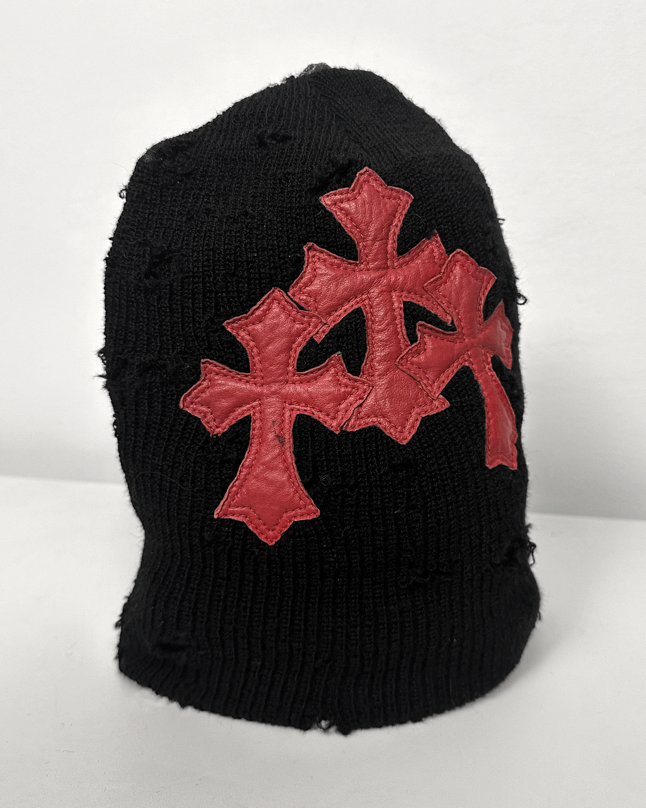 A&G Rock A&G Amal Guessous Rock Couture Distressed Cross Patch Beanie Size ONE SIZE - 3 Thumbnail
