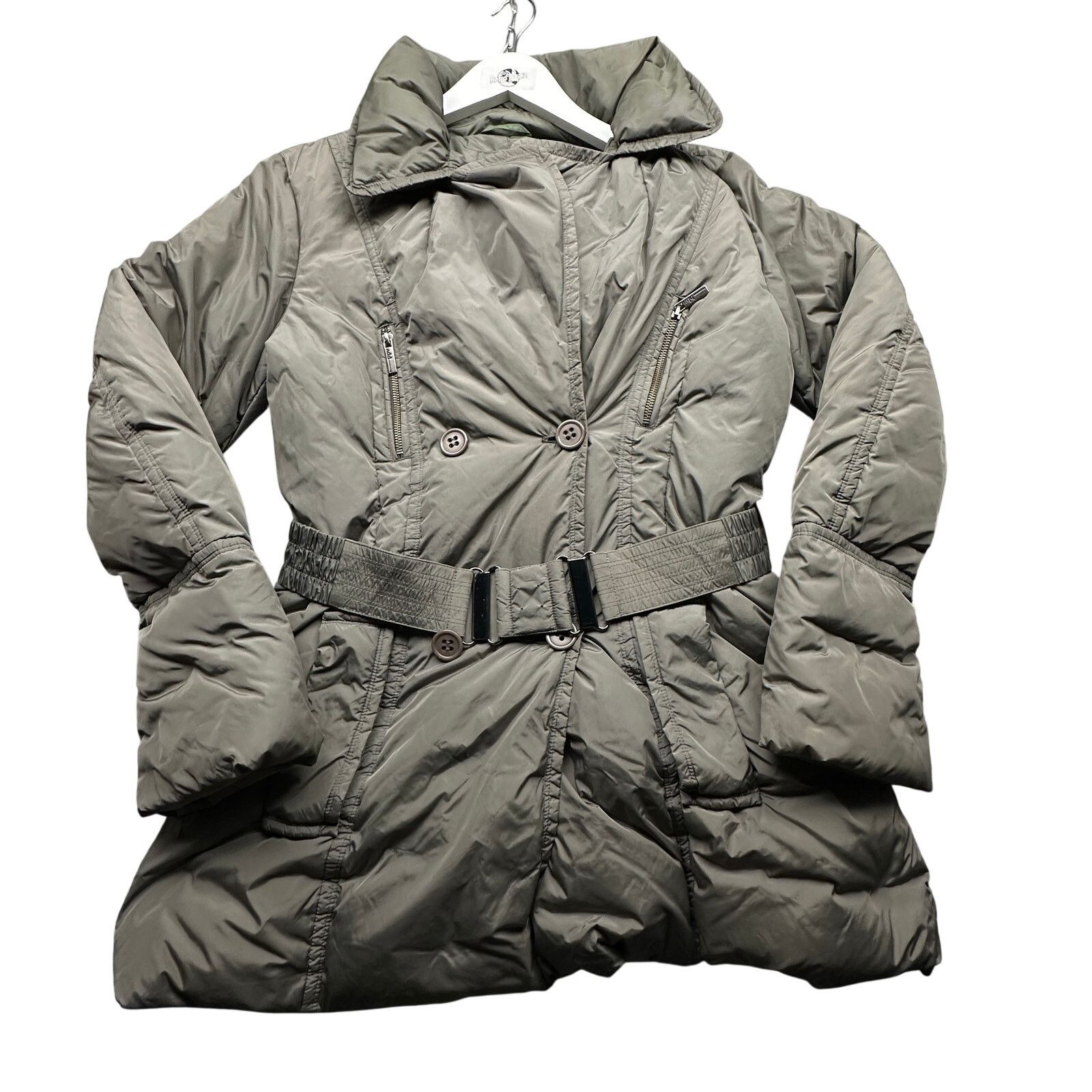 Add add Goose Down Puffer Coat Jacket Womens 8 Large Gray Belted Size US L / EU 52-54 / 3 - 1 Thumbnail