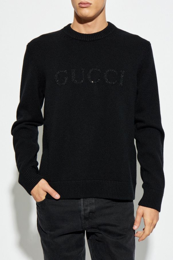 Gucci o1s1wg110925 Wool Cashmere Sweater With Intarsia in Black Size US M / EU 48-50 / 2 - 3 Thumbnail