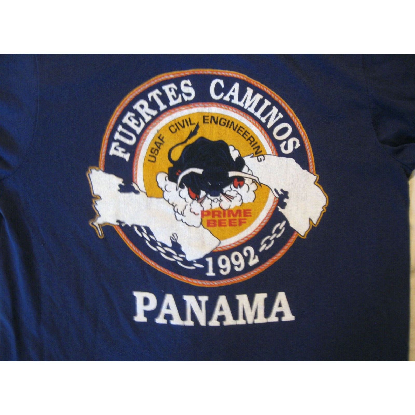 Vintage VINTAGE USAF Civil Engineering Prime Beef Panama T Shirt Men Medium Blue Galapago Cotton Crew Neck Short Sleeve 90s Size US M / EU 48-50 / 2 - 4 Thumbnail