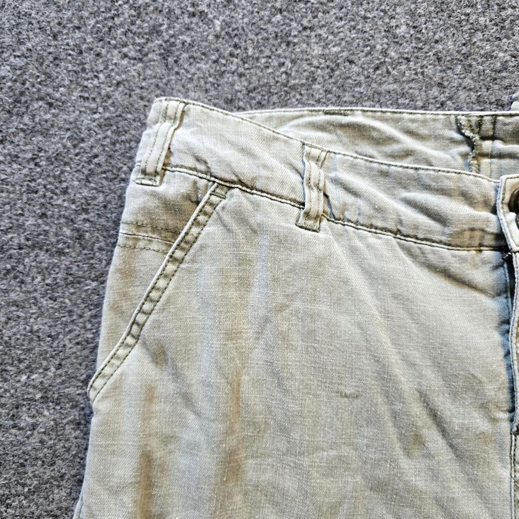 Vintage Sundance Pants Women 8P Green Linen Blend Wide Leg Crop Casual Boho Pockets Cropped Size 30" / US 8 / IT 44 - 3 Thumbnail