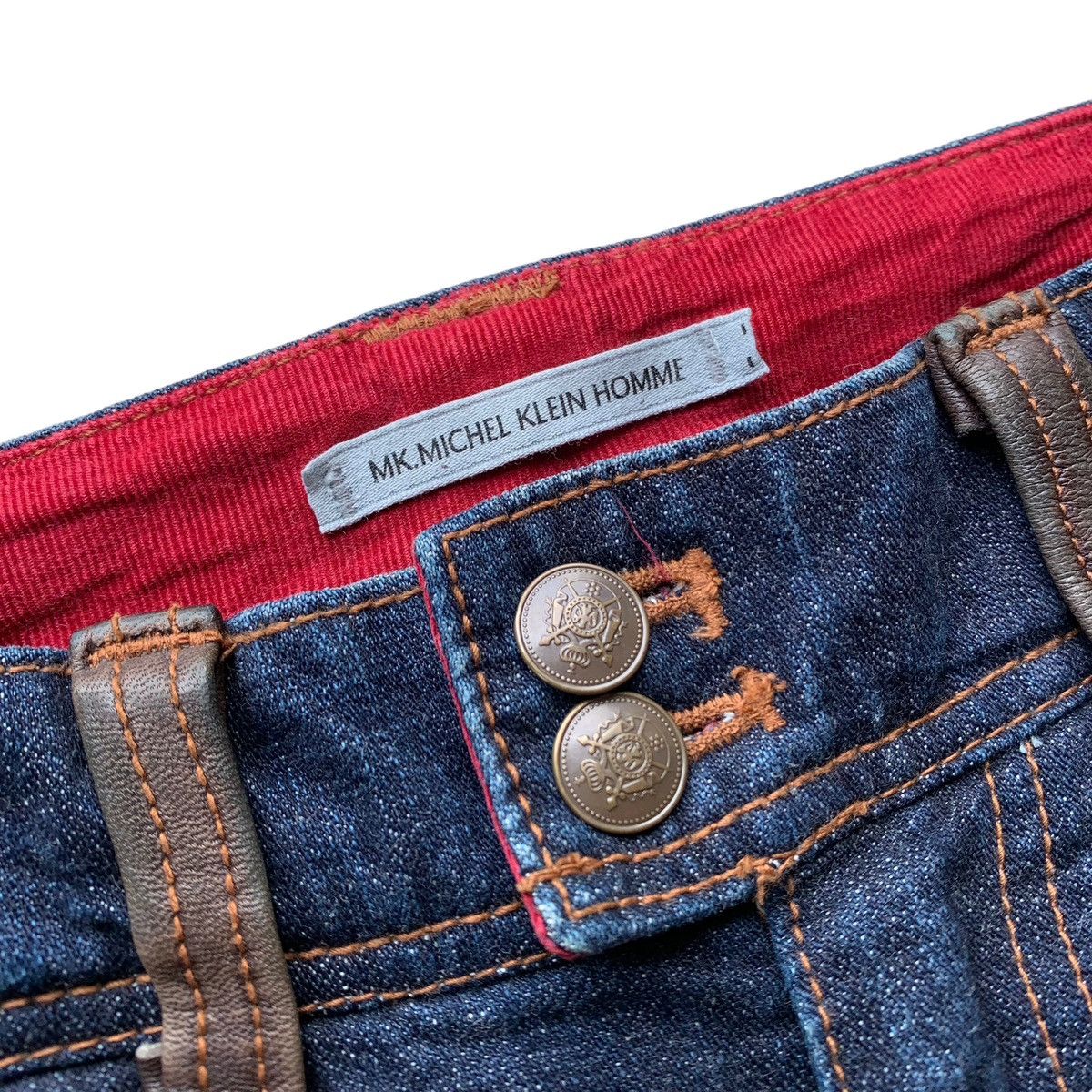 Japanese Brand 2000s Michel Klein Homme Flared Mix Leather Multi Zip Jeans Size US 32 / EU 48 - 5 Thumbnail