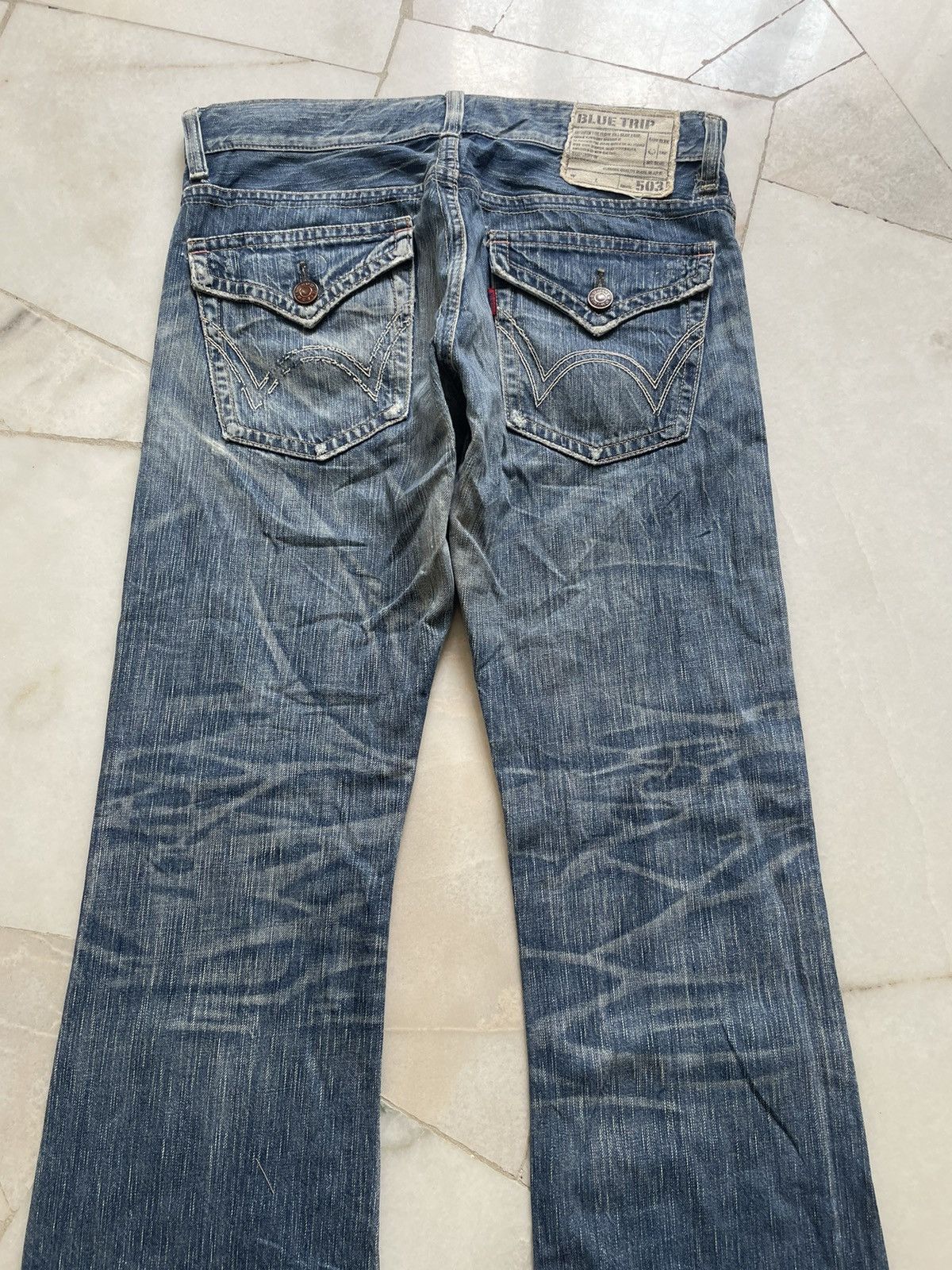 If Six Was Nine Vintage Edwin 503 Bluetrip Flare Jeans Size US 34 / EU 50 - 5 Thumbnail
