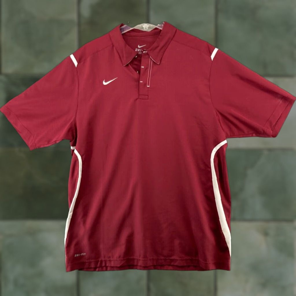 Nike Nike Polo Shirt Mens Large Burgundy Dri-Fit Athletic Polo Shirt Burgundy Nike Dri-Fit Logo Sports 90s Theme Mens Size US L / EU 52-54 / 3 - 1 Thumbnail