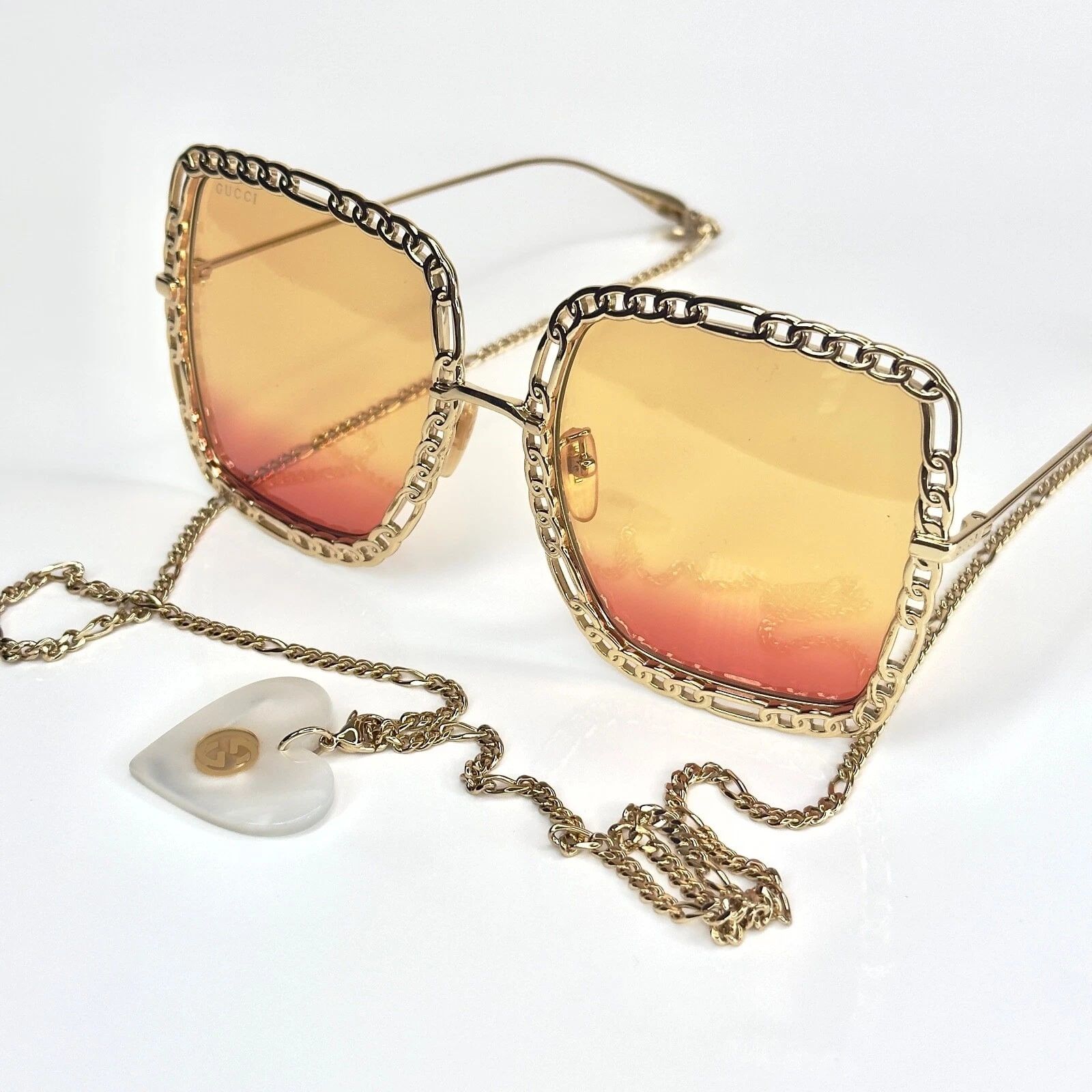 Gucci GUCCI GG1033S 1033 Gold Orange Chain Necklace Pearl Pendant Size ONE SIZE - 8 Thumbnail