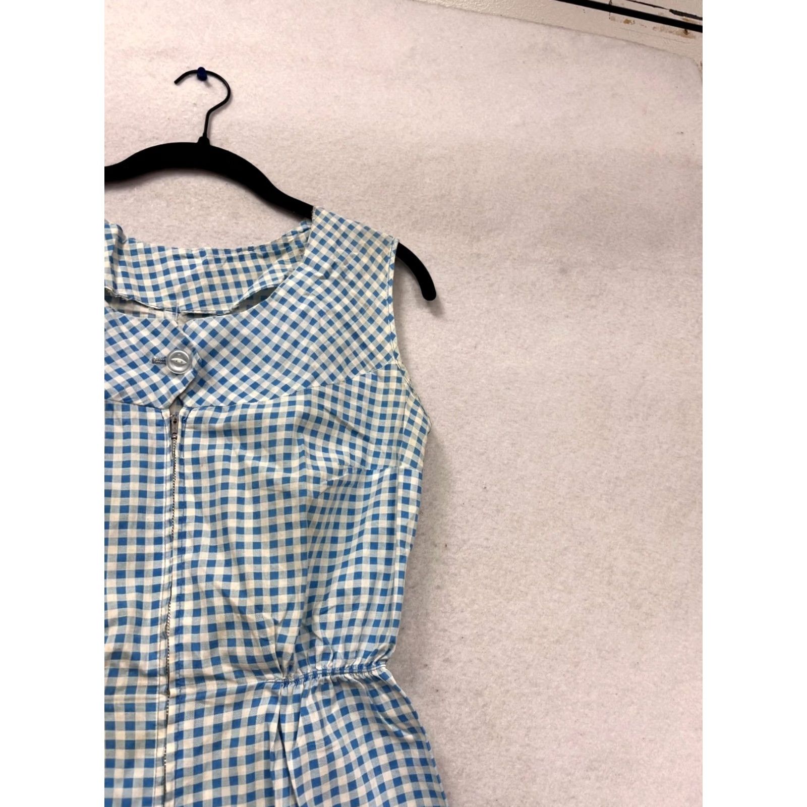 Vintage Vintage-Style Blue White Gingham Romper Womens Medium Sleeveless #638A Size 32" / US 10 / IT 46 - 5 Thumbnail