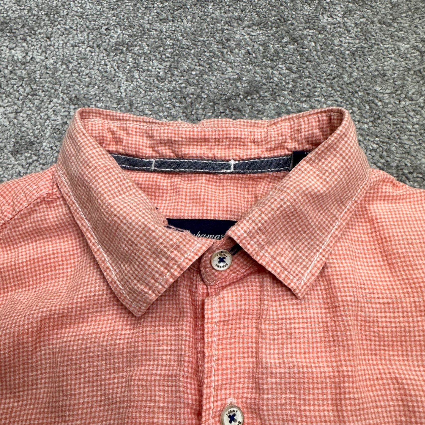 Tommy Bahama Tommy Bahama Shirt Mens Medium Orange Linen Gingham Button-Down Short Sleeve Beach Casual 44in Chest Regular Size Orange Mens Size US L / EU 52-54 / 3 - 5 Thumbnail