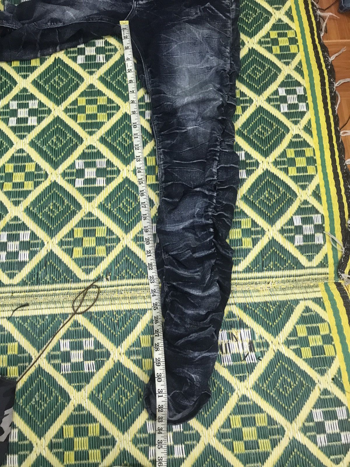 Japanese Brand Vintage Distressed Stacked Denim Jeans Washed Black Slim Fit Size US 33 - 14 Thumbnail