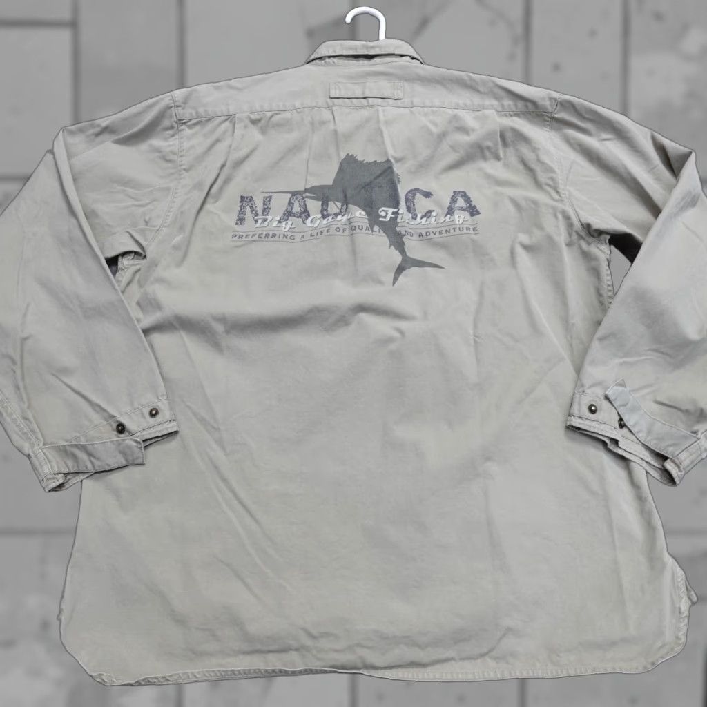 Nautica VINTAGE Nautica Shirt Men Large Beige Canvas Double-Sided Snap Button Up Collared Button-Down Long Sleeve Size US L / EU 52-54 / 3 - 1 Thumbnail