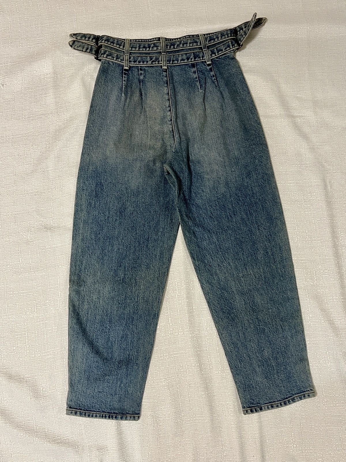 Colovos COLOVOS Buckle Waist Blue Denim Straight Barrel Leg Size 27" / US 4 / IT 40 - 10 Thumbnail