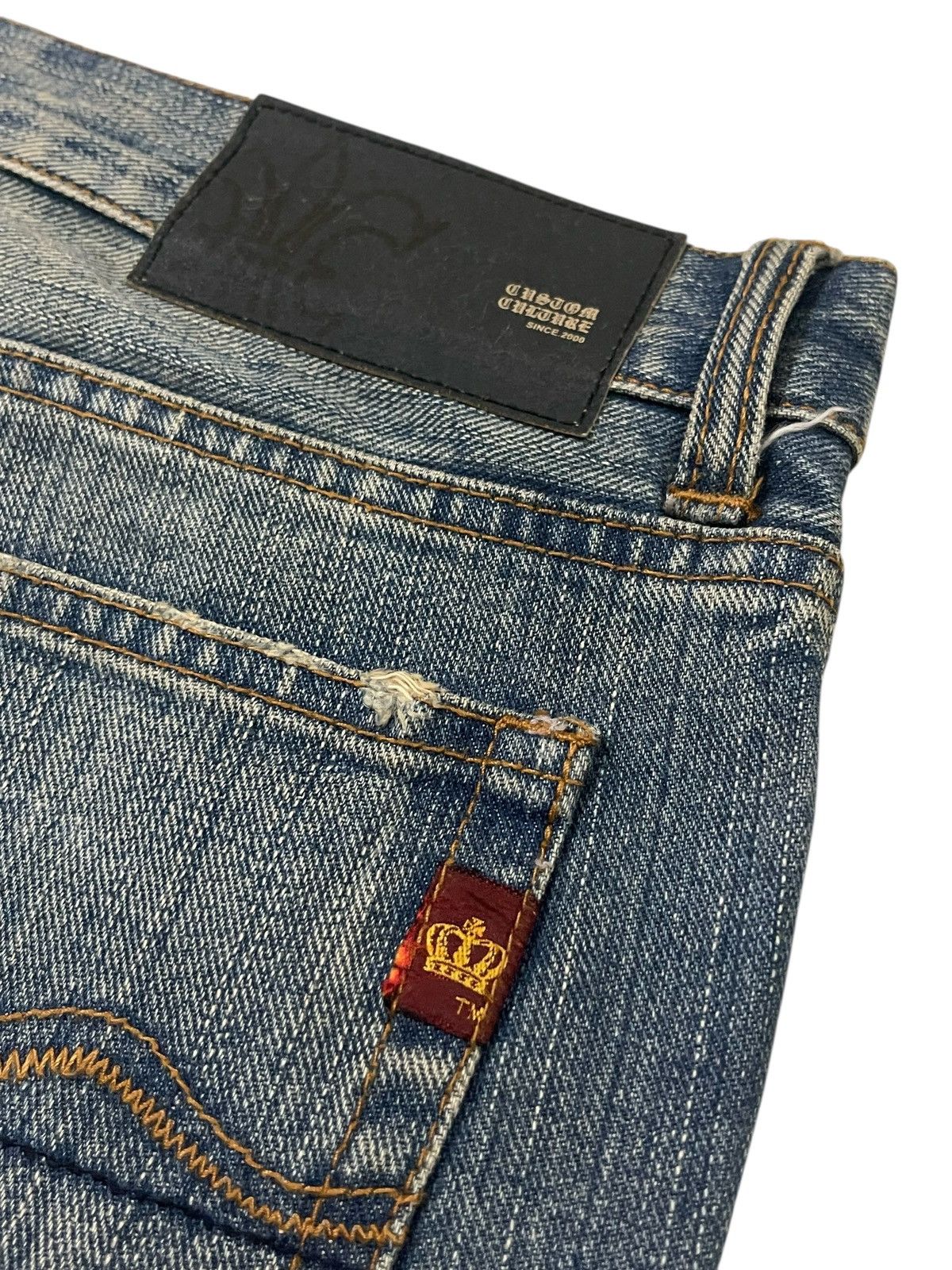 Japanese Brand Custom Culture Damage Repaired Straight Denim DAIRIKU Styled Size US 33 - 15 Thumbnail