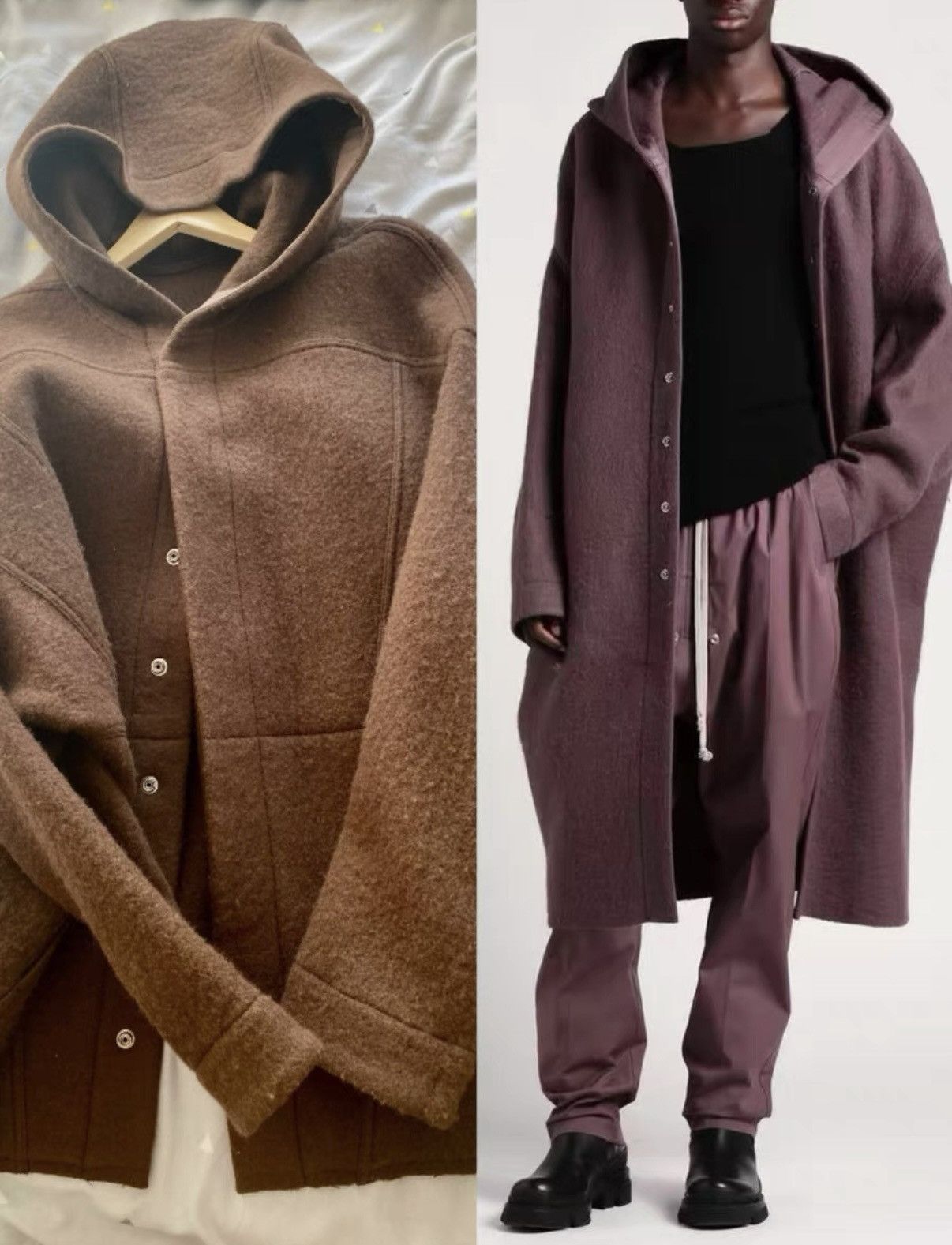 Rick Owens Rick Owens Mainline Men's Brown Wool Cape-Coat Size US M / EU 48-50 / 2 - 2 Thumbnail