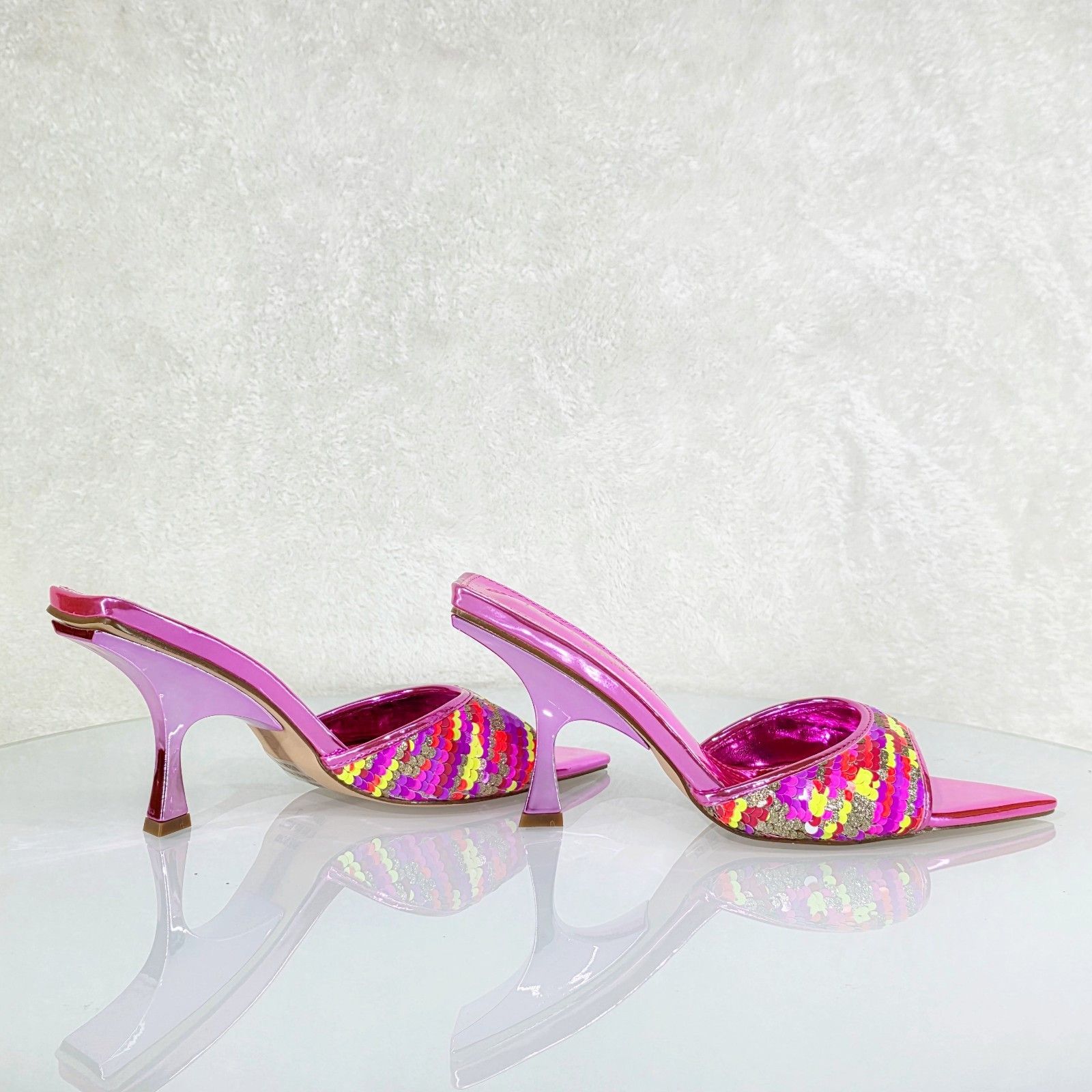Other Festive Pink Sequin Slip On 2.5" Heel Casual Evening Party S Size US 8 / IT 38 - 3 Thumbnail