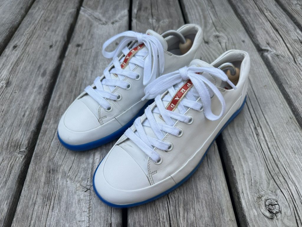 Prada 100% Authentic Low Top Leather Calf Plume Sneakers Size US 7 / EU 40 - 1 Thumbnail