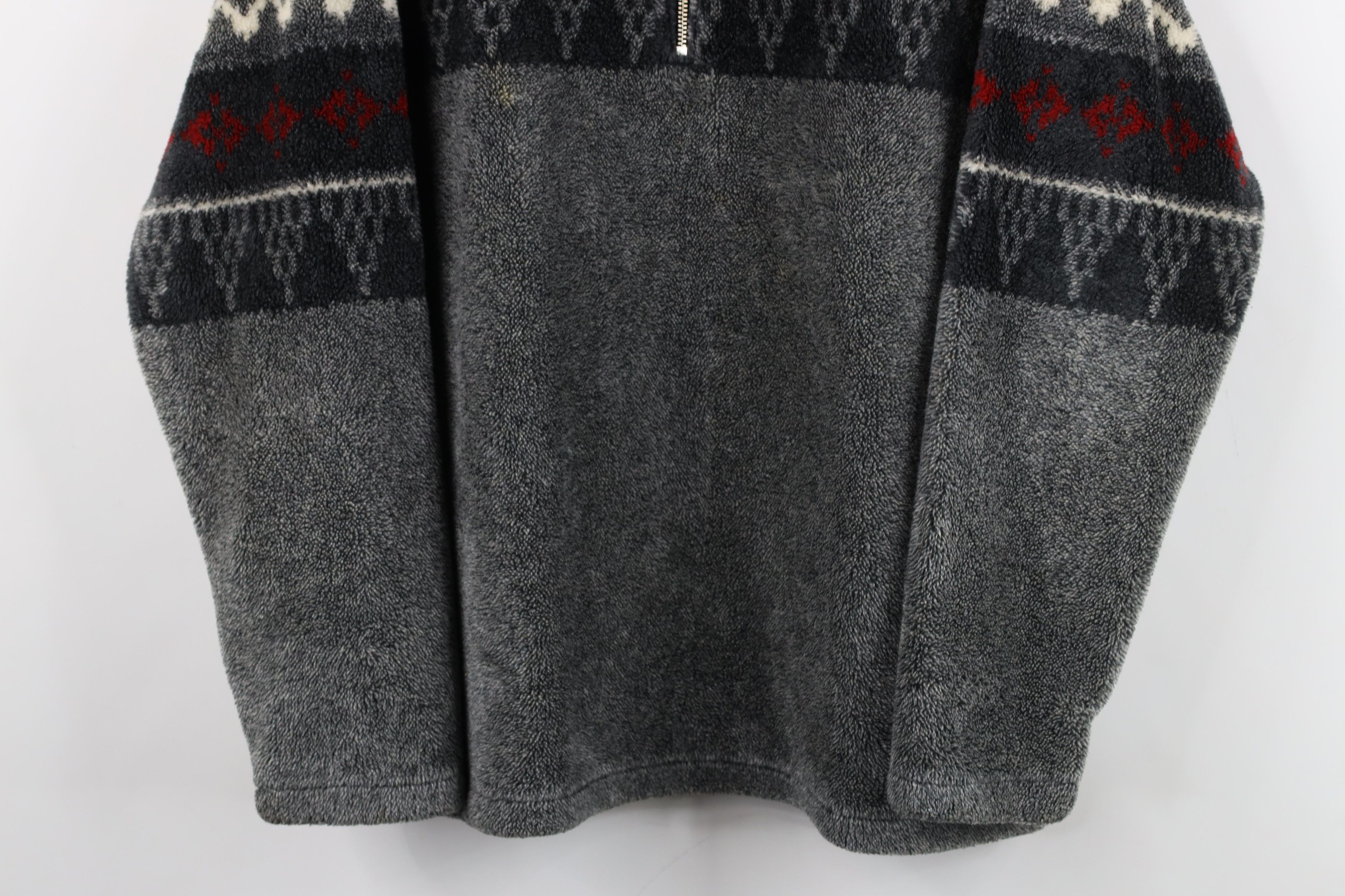 Vintage Vintage 90s Streetwear Fleece Fair Isle Half Zip Sweater Size L / US 10 / IT 46 - 3 Thumbnail