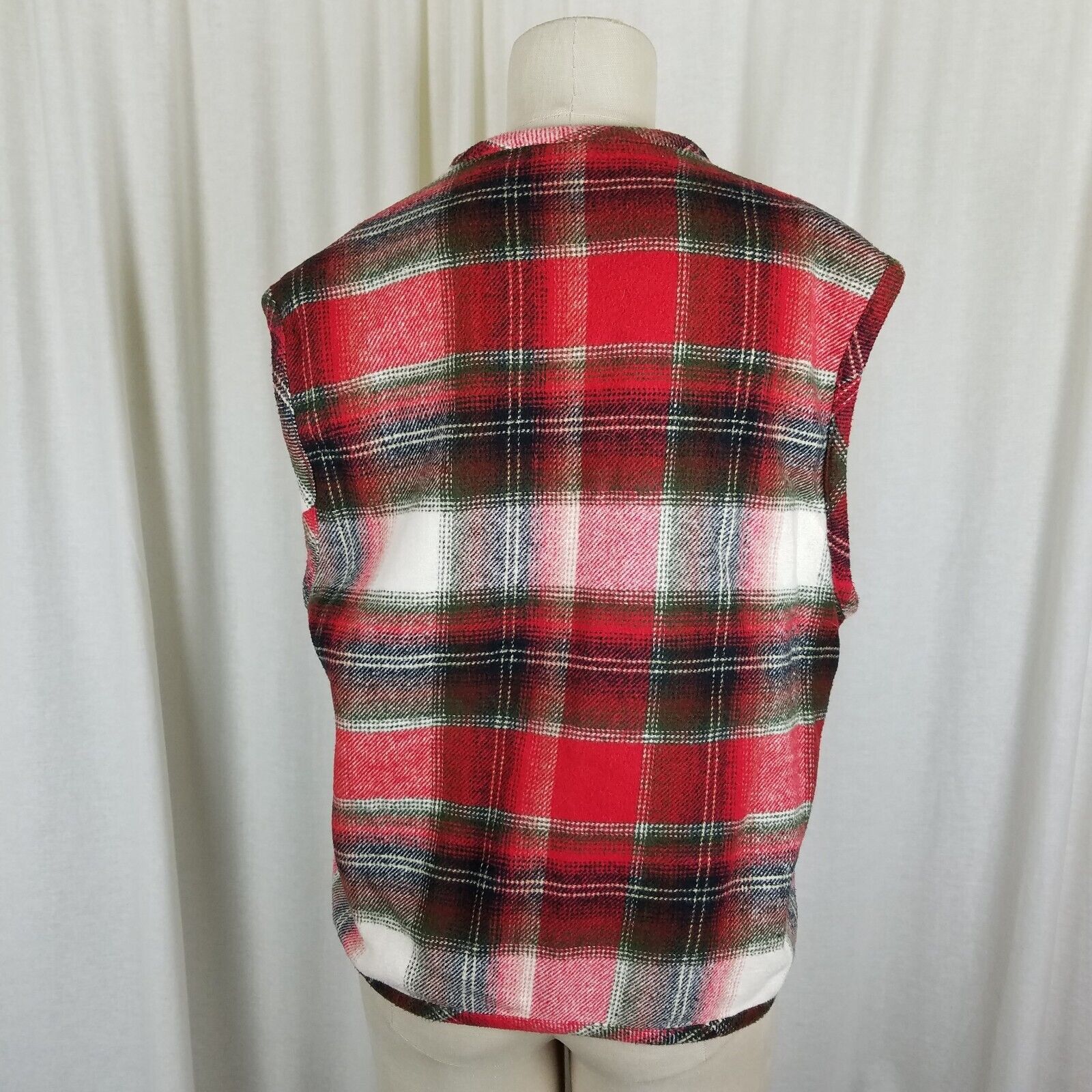 Vintage Vtg Cenza Wool Buffalo Shadow Plaid Vest Womens M Red Black Size M / US 6-8 / IT 42-44 - 4 Thumbnail
