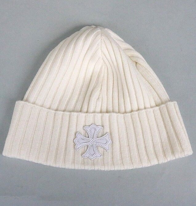 Pre-owned Chrome Hearts Plus Patch Cashmere Beanie In White