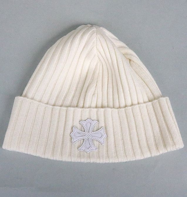 image of Chrome Hearts Plus Patch Cashmere Beanie in White, Men's