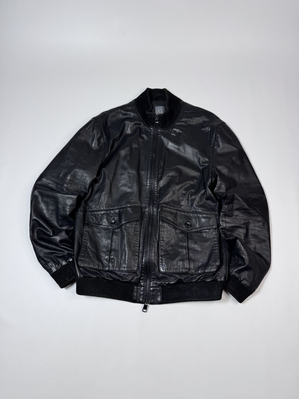 Armani Exchange ARMANI EXCHANGE FAUX FUR MENS LEATHER JACKET MOTO